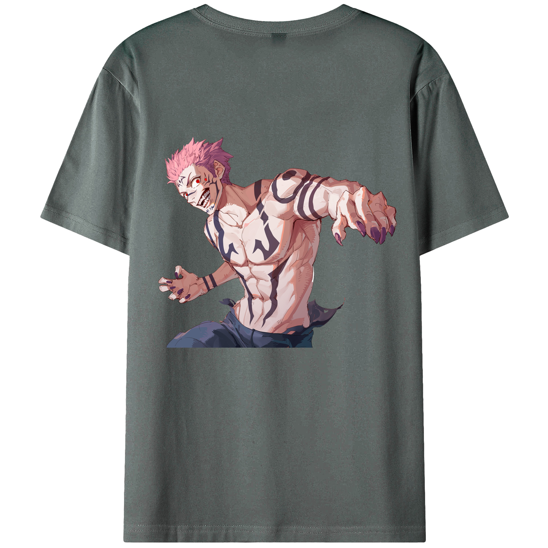 （画像用） 呪術廻戦 Jujutsu Kaisen 綿100％ メンズ半袖Tシャツ（バックプリント） 通気性